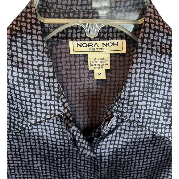 Nora Noh Petites Vintage Purple Silk Button Front Shirt  Size P  Quiet Luxury - Picture 5 of 5